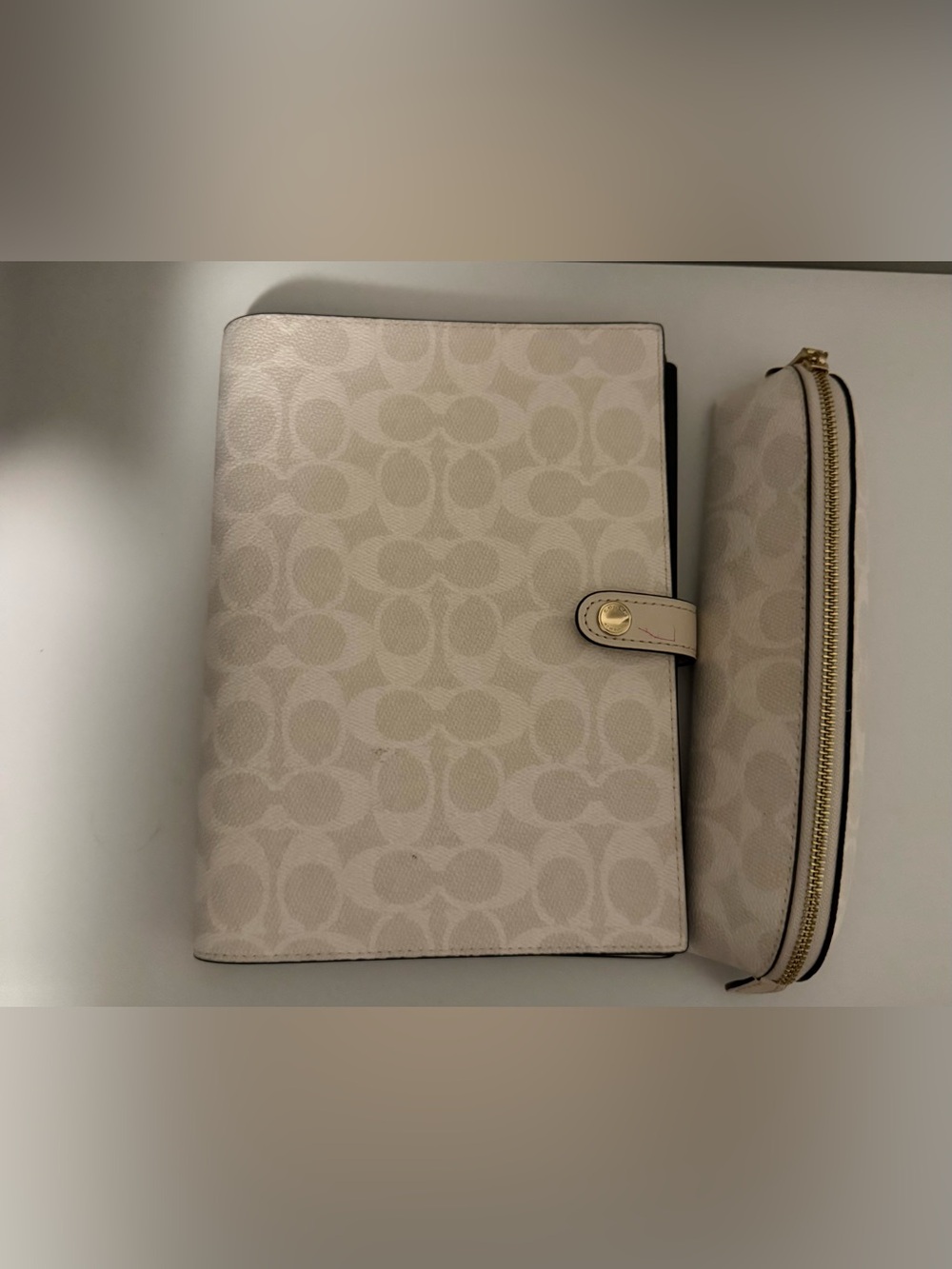 Authentic Coach Chalk Signature Canvas Notebook and Pencil Case